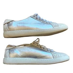 NWT(in box) Barney's New York brushed silver patterned sneakers Size 4.5